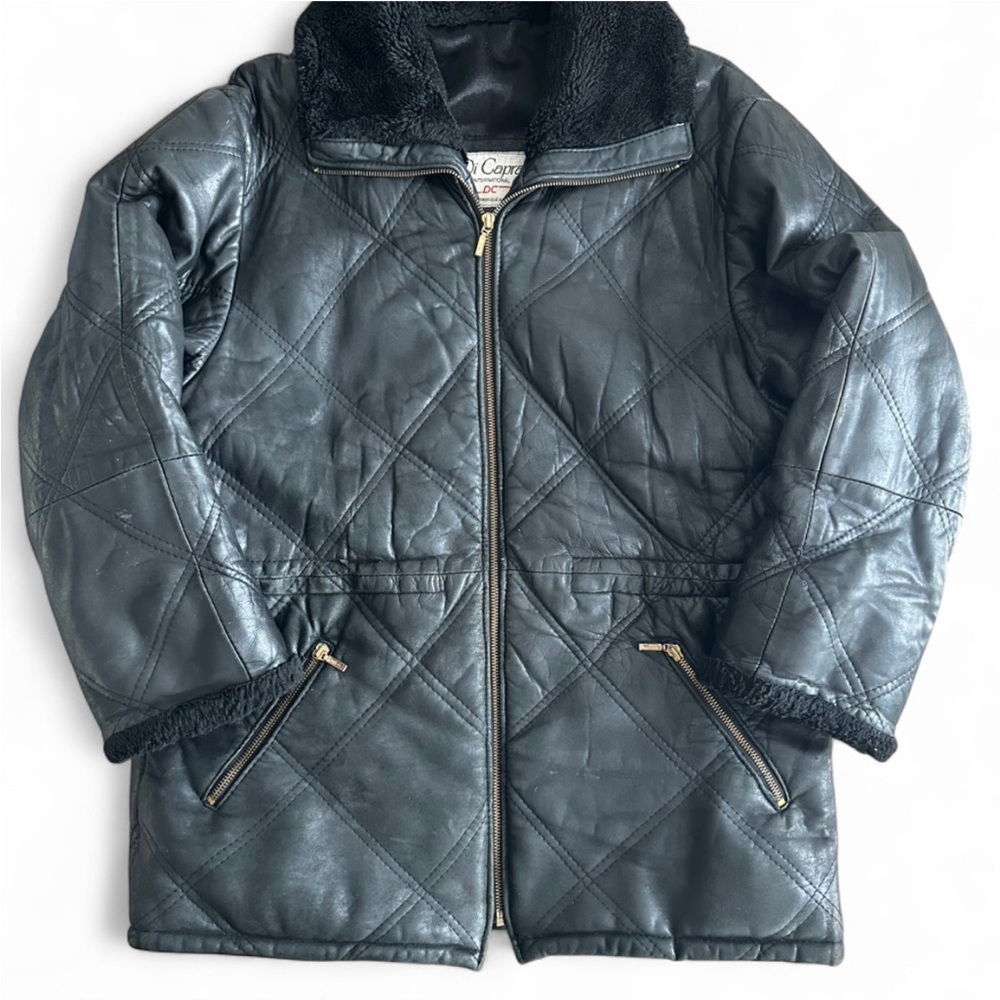 Vintage America Black Quilted Leather Jacket